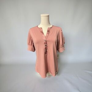 Carmen Marc Valvo Blush Button-Down Blouse